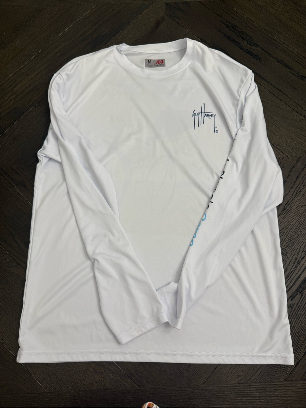 Guy Harvey White Long Sleeve Performance Shirt with Logo